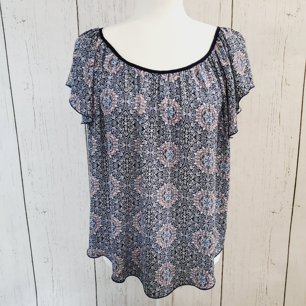 Philosophy Medallion Flutter Sleeve Blouse Size S